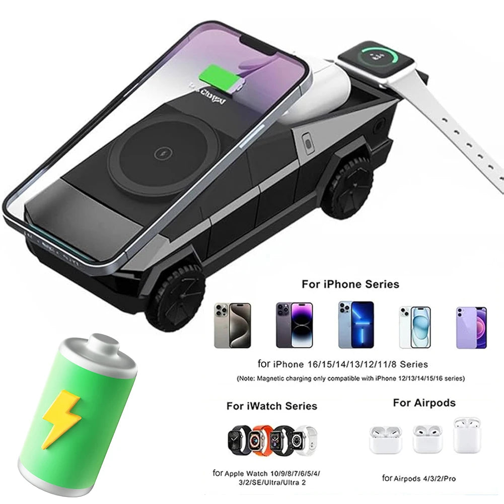 Multifunctional Desktop 3 in1 Motor Rotating Wireless Charging Station