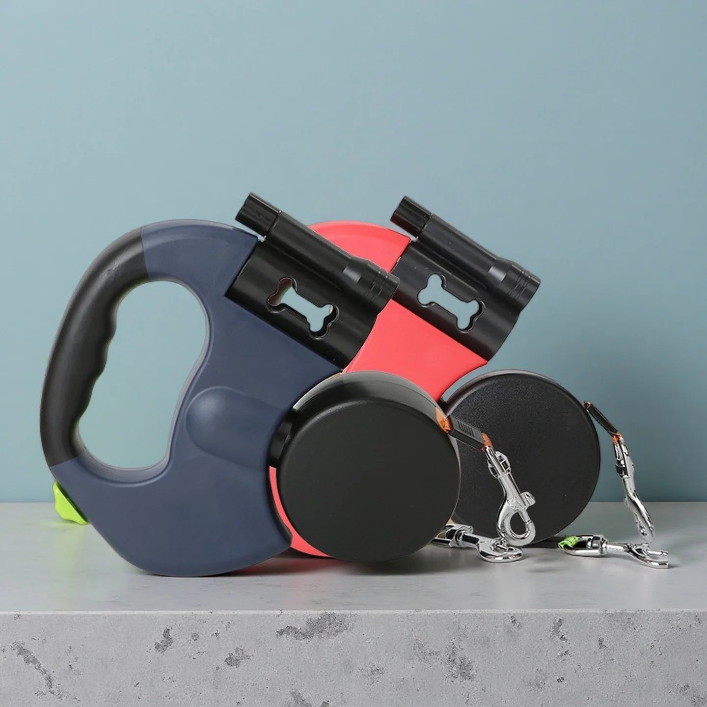 Retractable Dual Doggie Leash with LED Light