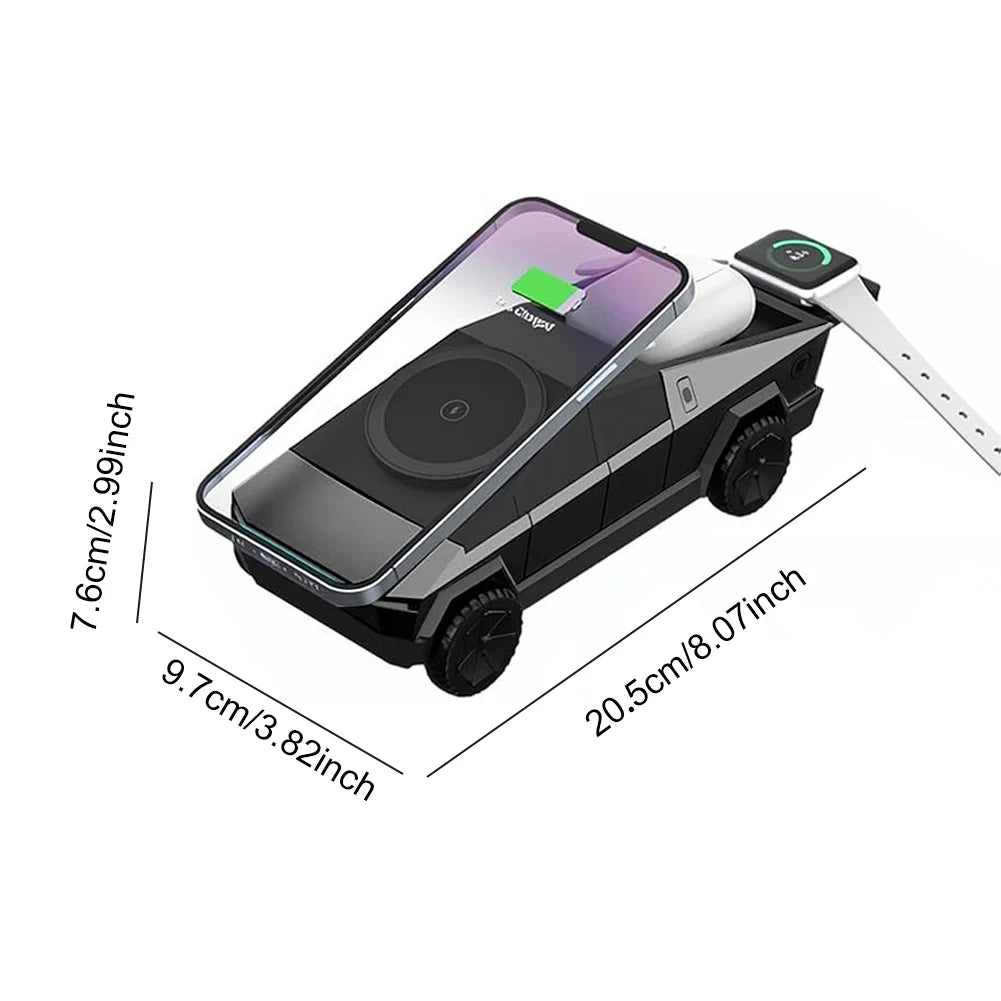 Multifunctional Desktop 3 in1 Motor Rotating Wireless Charging Station
