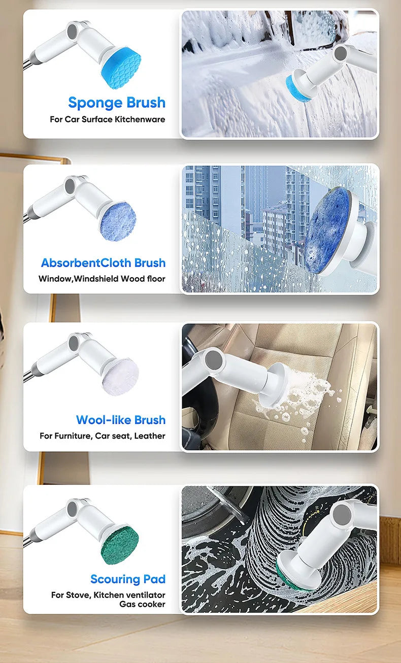 8-in-1 Electric Spin Scrubber Wireless Cleaning Brush